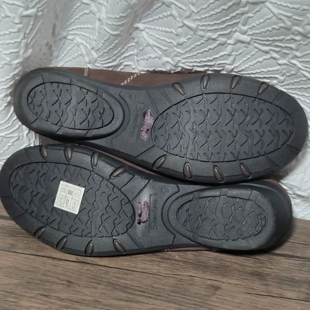 New Skechers Relaxed Fit Career-Girl Friday Shoes Womens 11 Brown Suede 48999